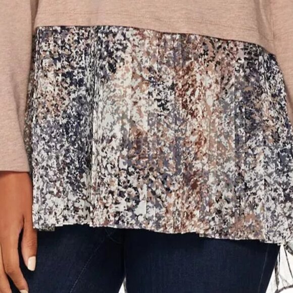 LOGO Lounge French Terry Cross-Over Back Top w/ Chiffon Cocoa XXS - Picture 7 of 7